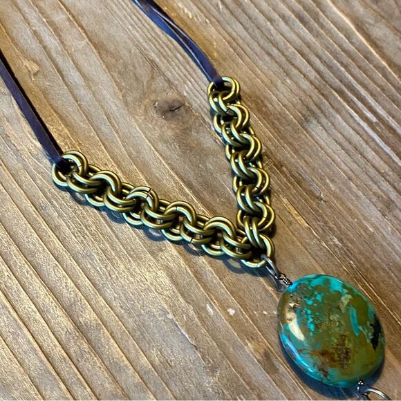 J.Forks Turquoise Pendant Necklace - Texas Artist Made - Picture 10 of 12